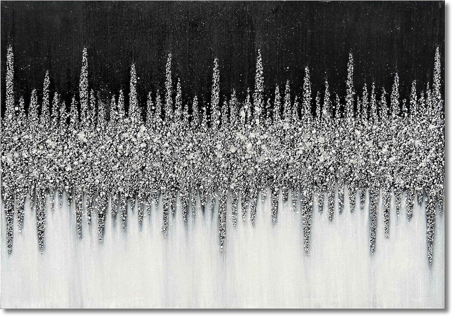 Paintings - Limiyer Art 28x40 inch Hand-Painted Black and Silver Wall Art Textured oil on Canvas Modern Abstract Wall art Home Decor