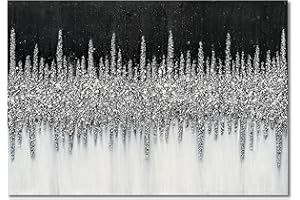 Limiyer Art 28x40 inch Hand painted Abstract art Oil painting in Black and Silver Texture Modern wall home decoration painting
