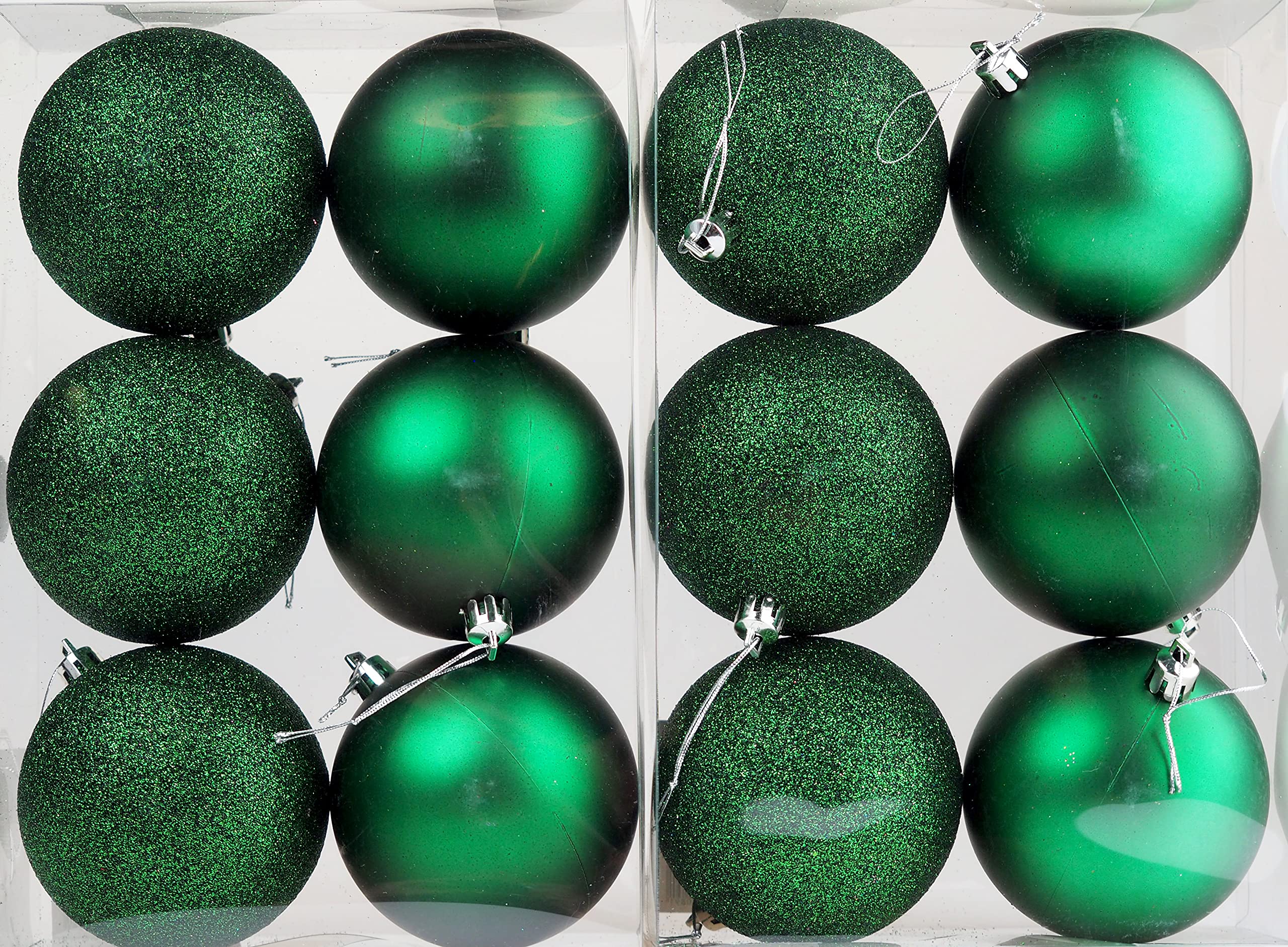 BWG Set Of 12 Large 8cm Deep Emerald Green Christmas Tree Baubles Decorations F