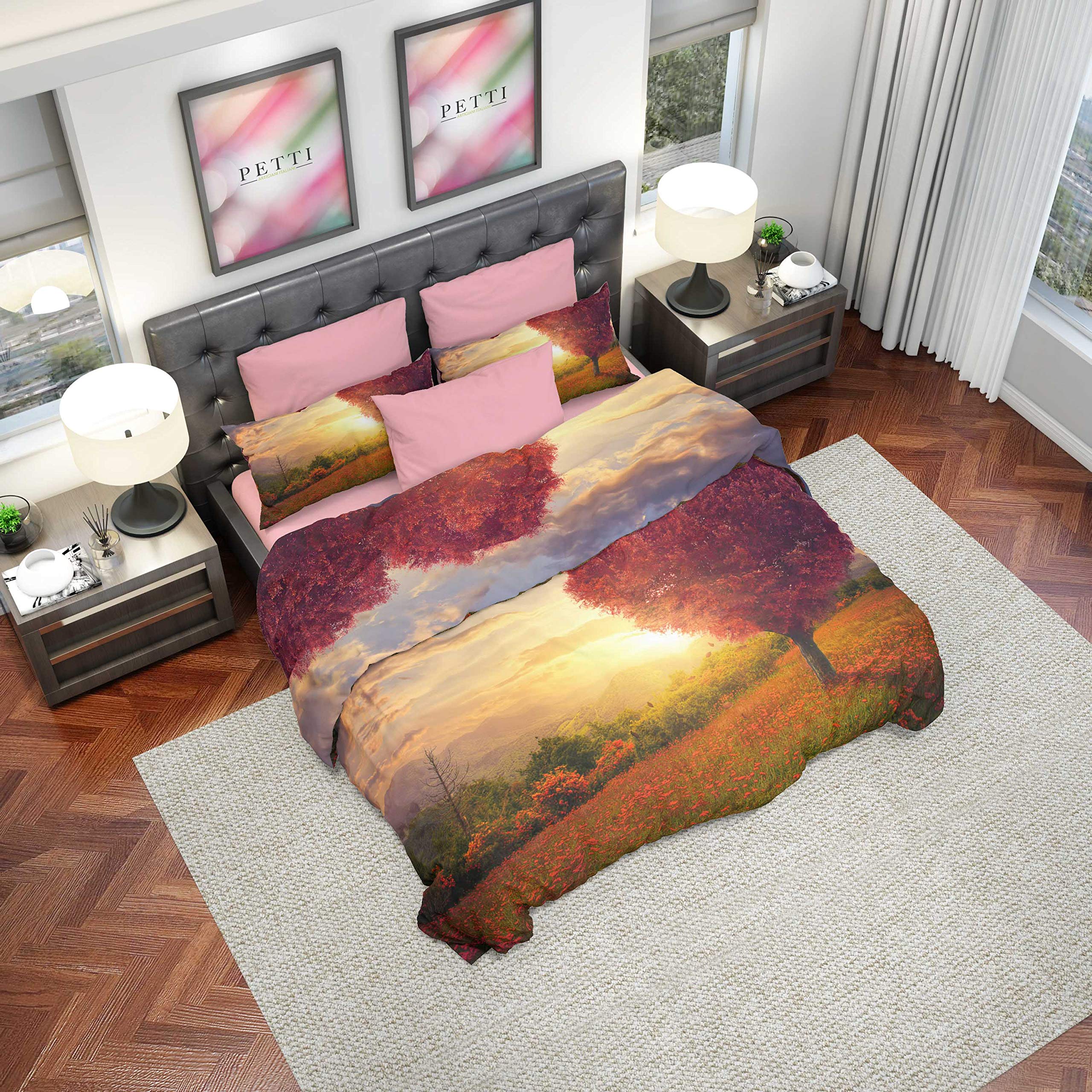 Copripiumino Digitale Tutto Stampato Microfibra Duvet Set, Quilt Covers, Bedding Sets, Satin Fabric, Flower Tree King — image 1