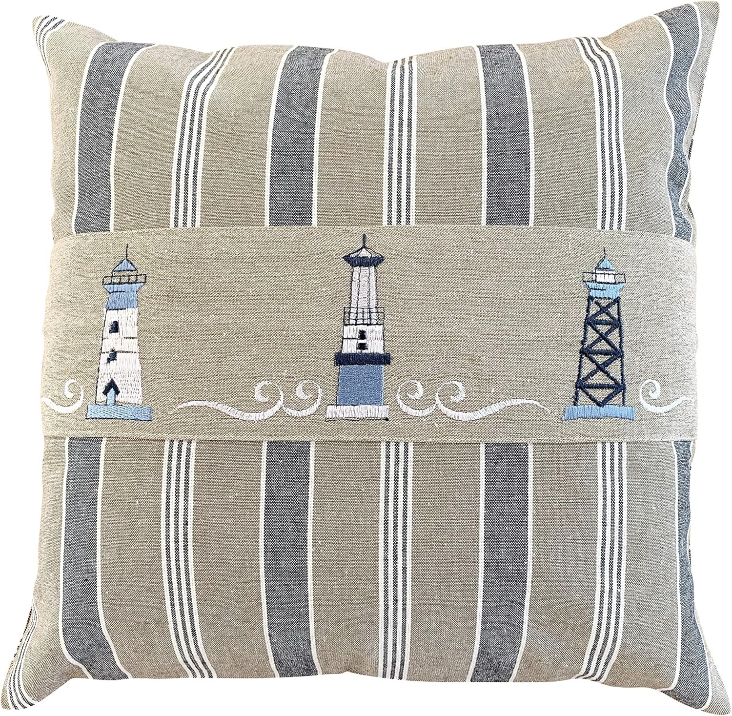 Amazon Com Nautical Pillow Cover Cotton Decorative Embroidered