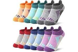 SANDSUCED Kids Merino Wool Ankle Hiking Athletic Running Socks Girls Boys Teens Thermal Winter Cozy Warm Thick No Show Socks 6 Pairs