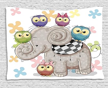 Amazoncom Ambesonne Cartoon Decor Tapestry Cute Cartoon