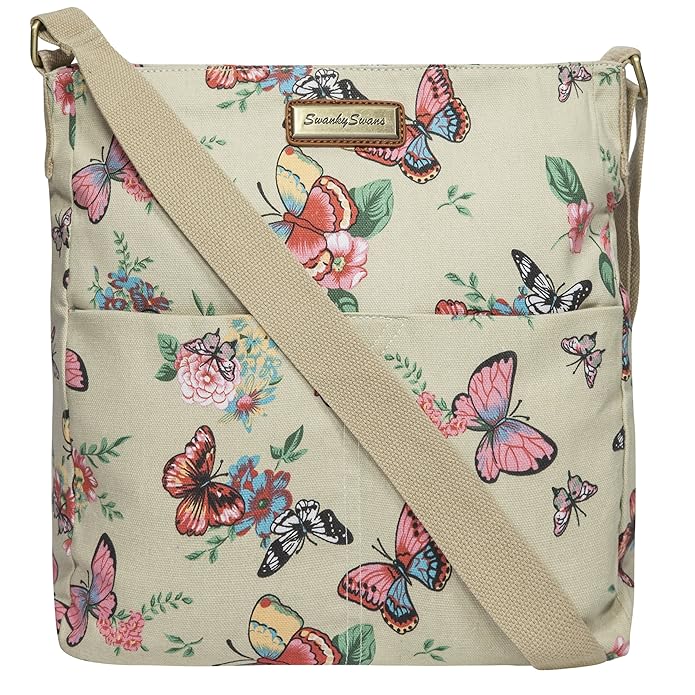 Casper Umhängetasche mit Schmetterlingsmotiv, Beige