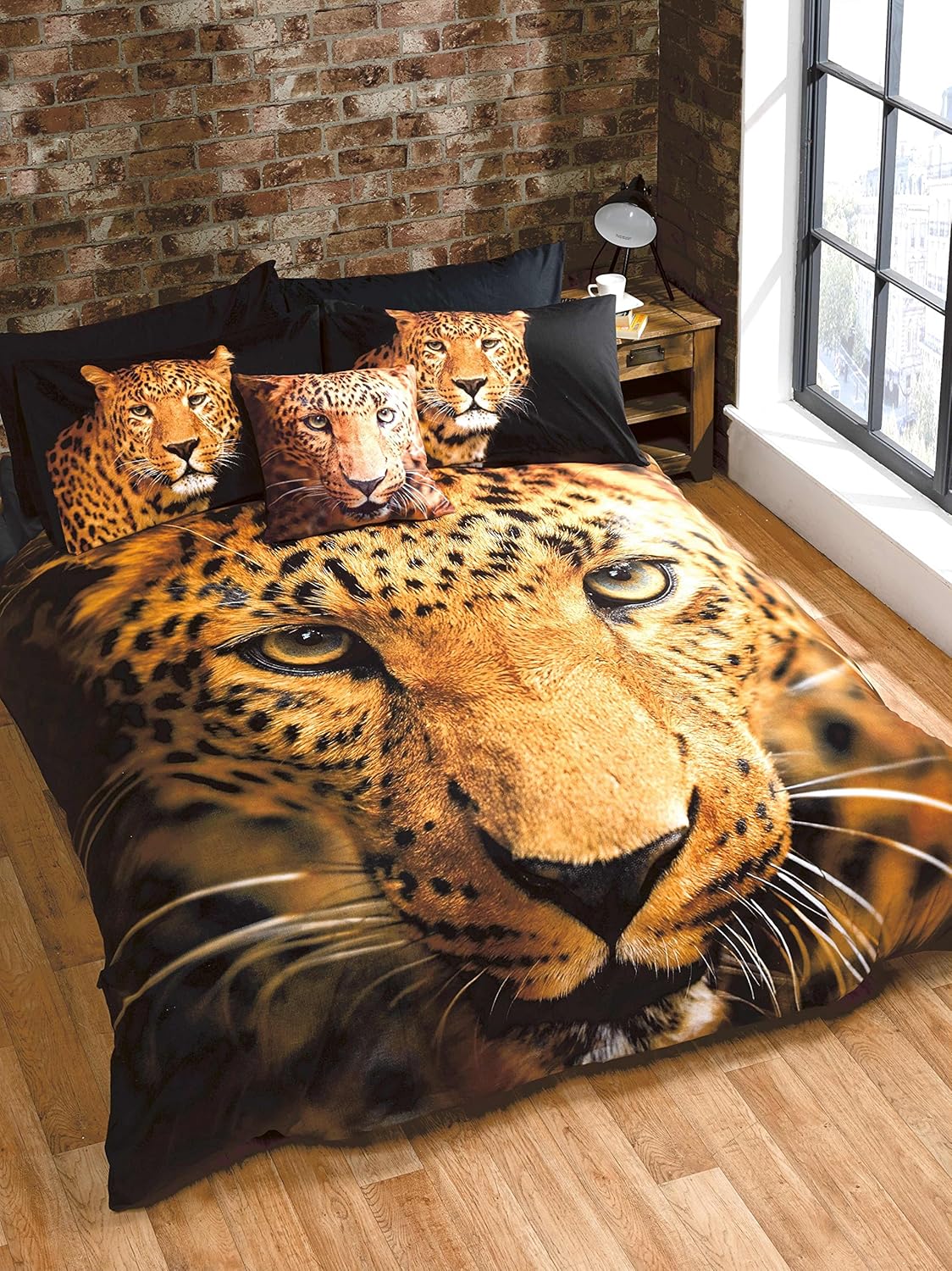 Leopard face yellow brown Pillowcase Pair