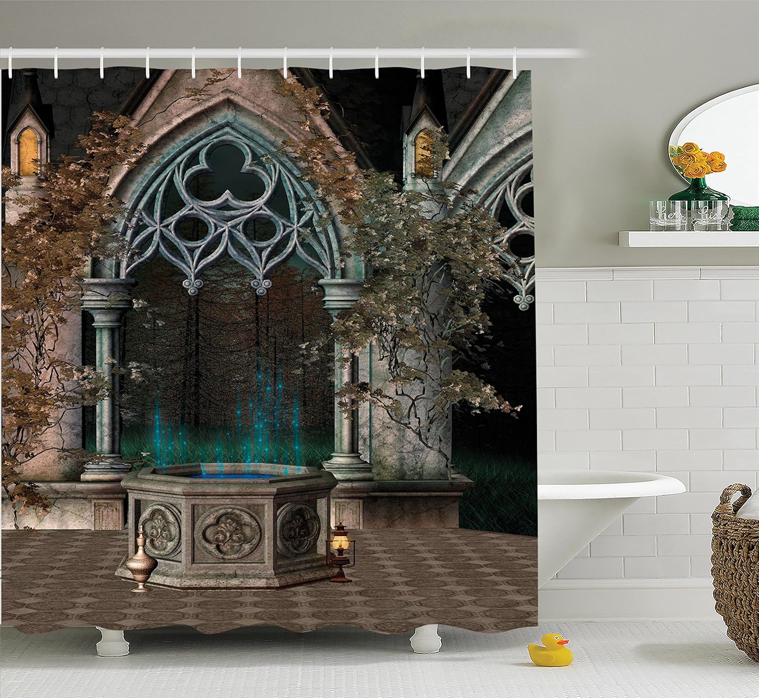 Ambesonne Gothic House Decor Shower Curtain Set, Mystical