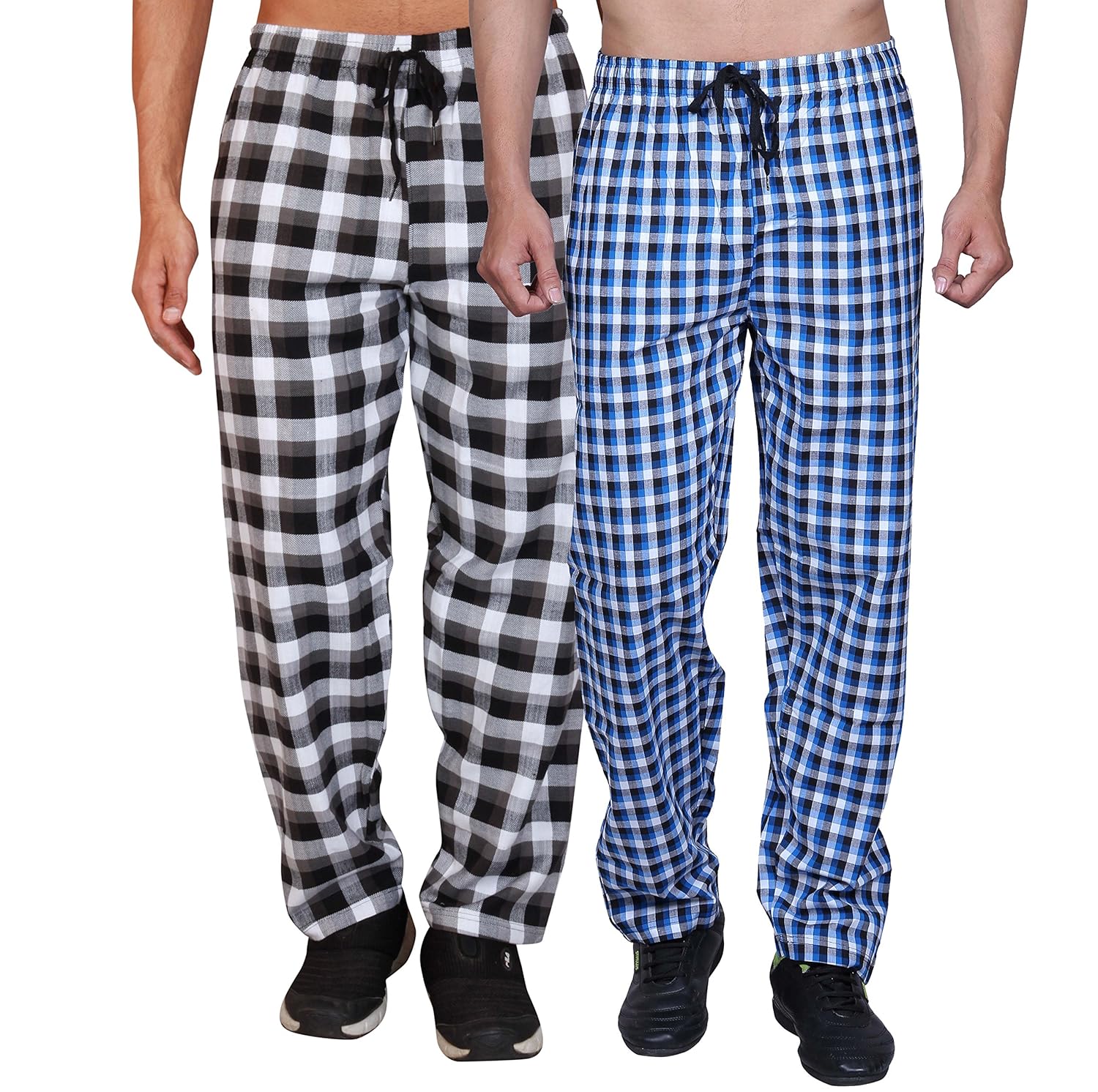 maxis men's cotton bottoms black and blue_free size - pack of 2