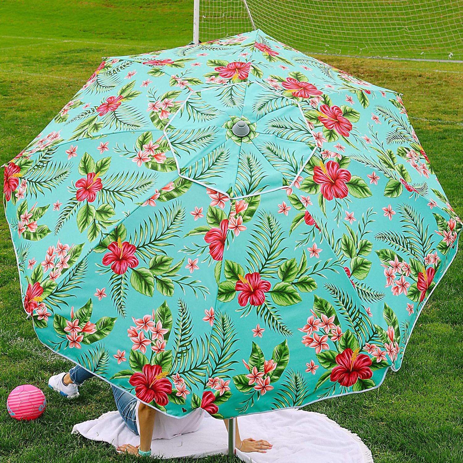 Beach and Grass Umbrella with Matching Travel Carrying Bag Large 7 Feet 5 Inches