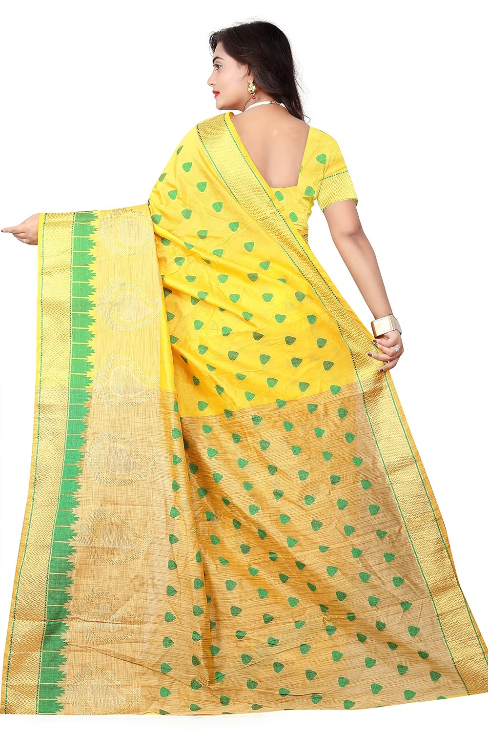 pmv creation women's cotton saree with blouse piece(pmv001cherryed)