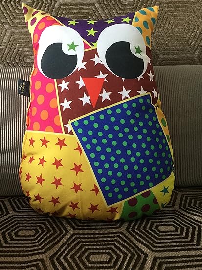 Lushomes Polyester Blend Decorative Owl Cushion, 15x11 Inches (Multicolour, FC1002)