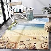 SAFAVIEH Washable Rug Outdoor Barbados Collection - 9'1 x 12'5", Gold & Blue, Non-Shedding & Easy to Clean, Ideal for Patio, 