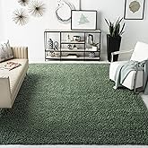 SAFAVIEH Area Rug 8x10 - August Shag Collection - Large - Green, Solid Pattern, Non-Shedding & Easy Cleaning, Plush Thick Pile, Ideal for Living Room, Bedroom, Dining Space (AUG200Y)