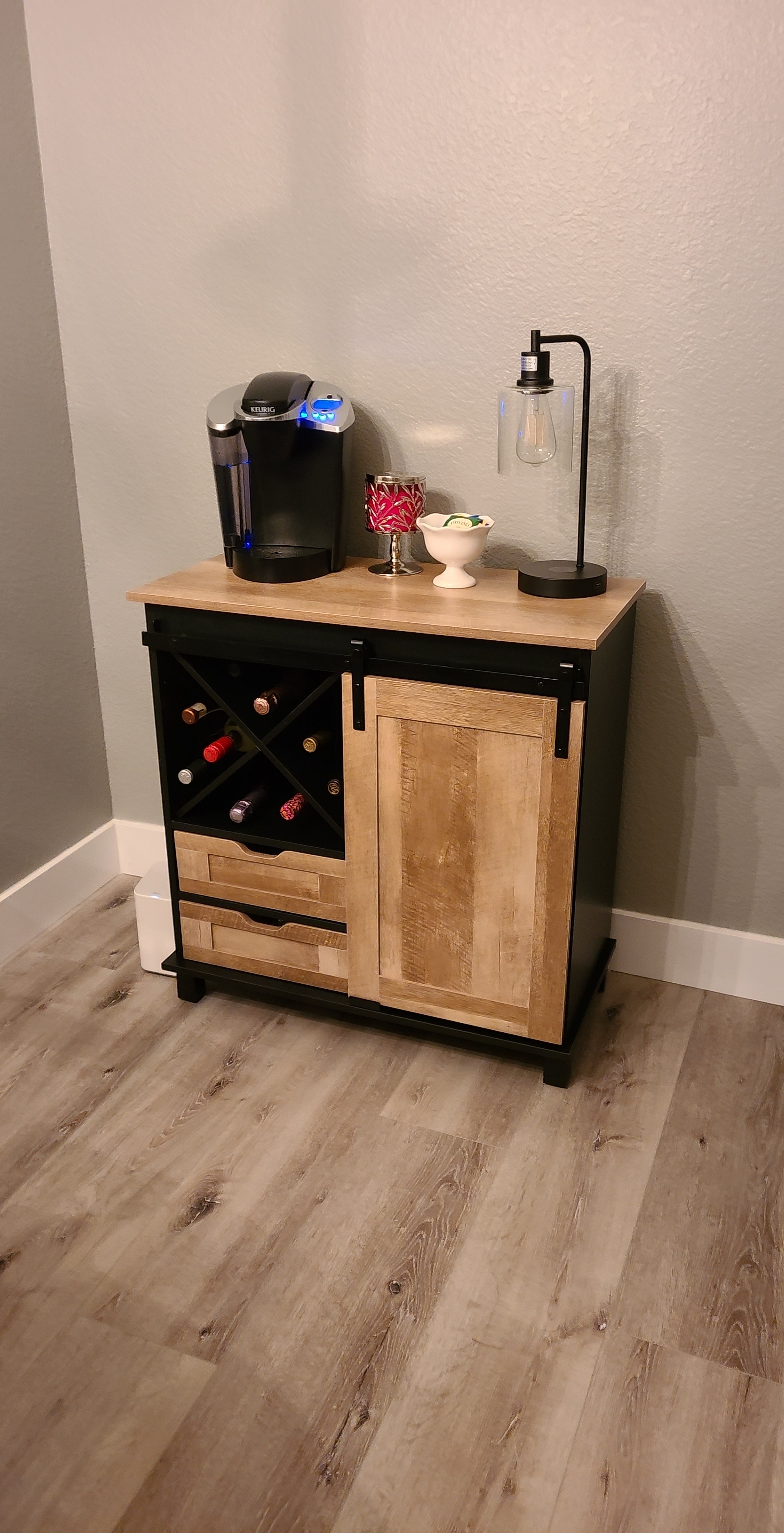 25/mo Finance Glitzhome Wood Rustic Wine 3Sections Bar