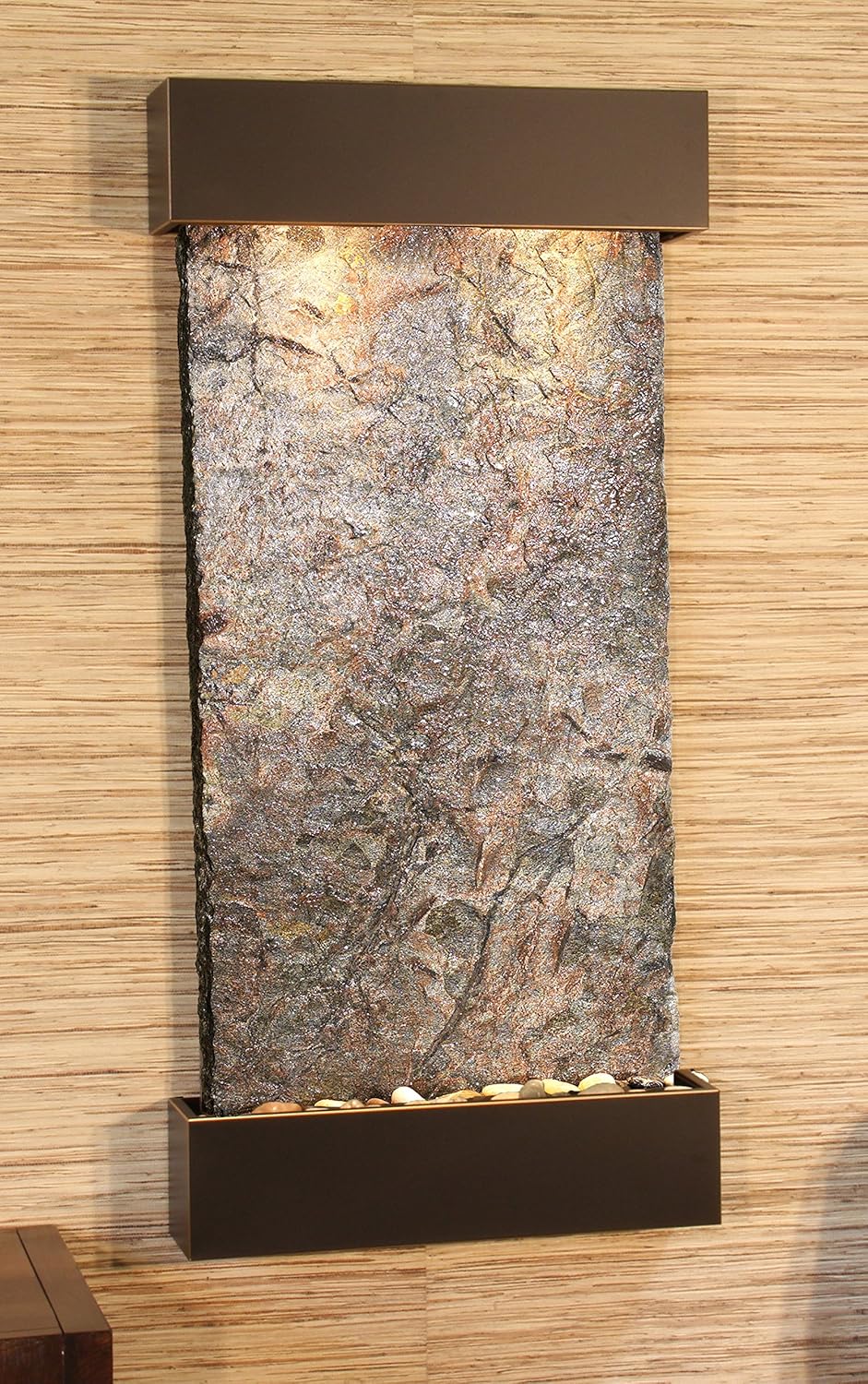 Whispering Creek Water Feature with Blackened Copper Trim and Square Edges (Natural Green Slate): Home & Kitchen