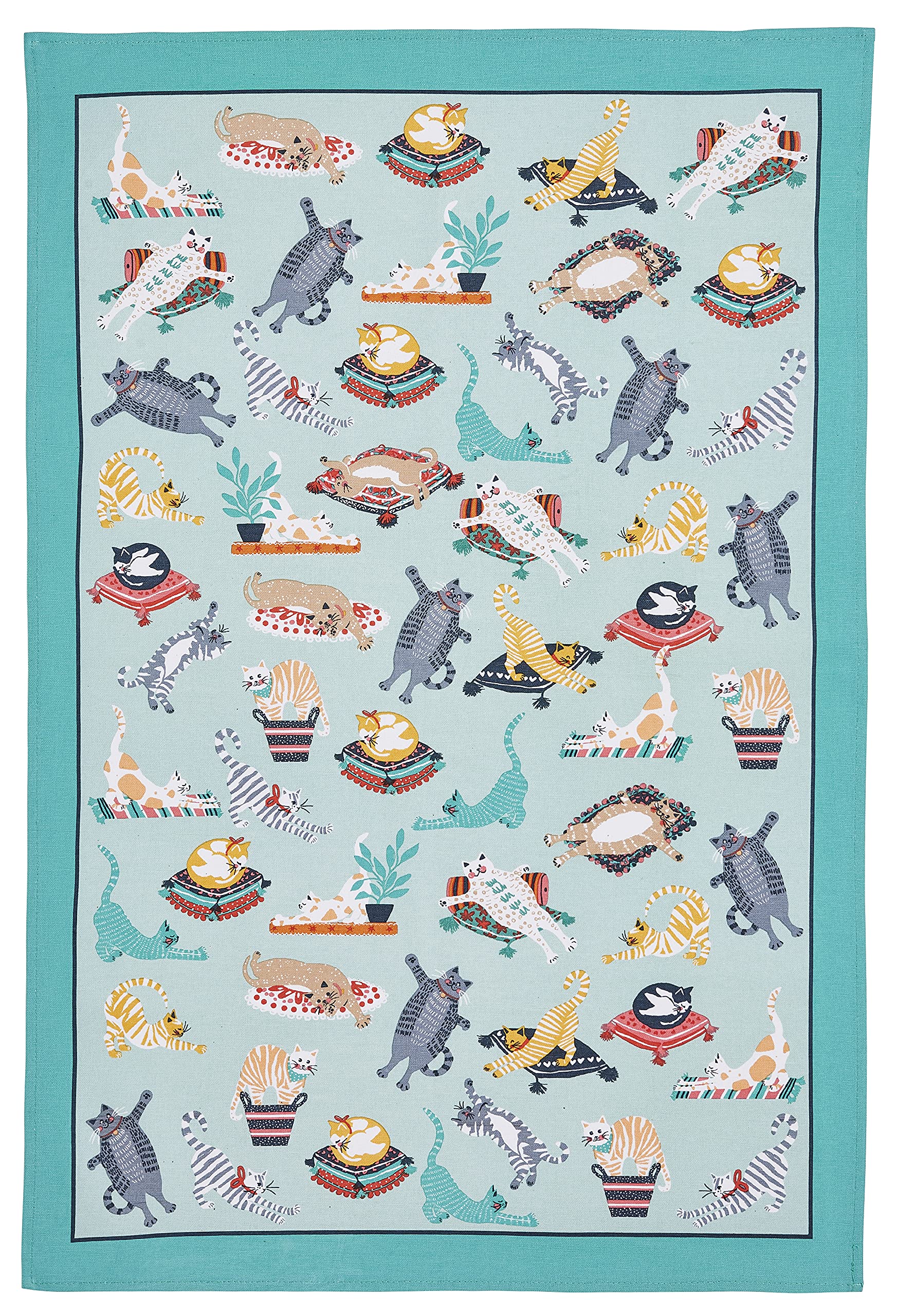 Ulster Weavers - Cute Cats Tea Towel (74 x 48cm) - 100% Cotton - Washable - Blue Dish Cloths/Dish Towel with Cats - Blue Cat Tea Towel Gifts - Kitchen Accessories & Decor - Cat Lovers Gifts