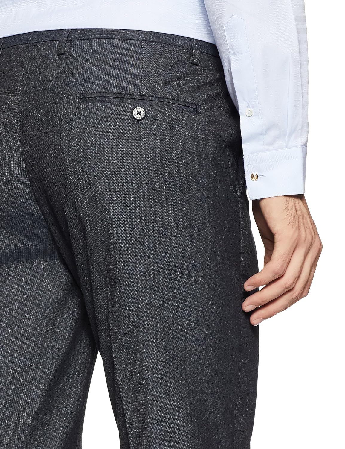 peter england men's slim fit synthetic formal trousers