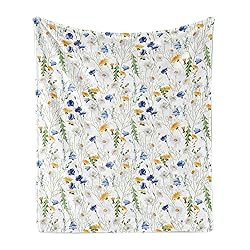 Ambesonne Flower Throw Blanket, Wild Flowers