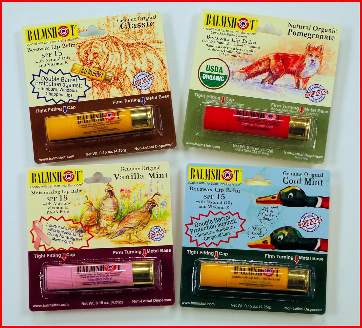 BALMSHOT Lip Balm 4 Pack