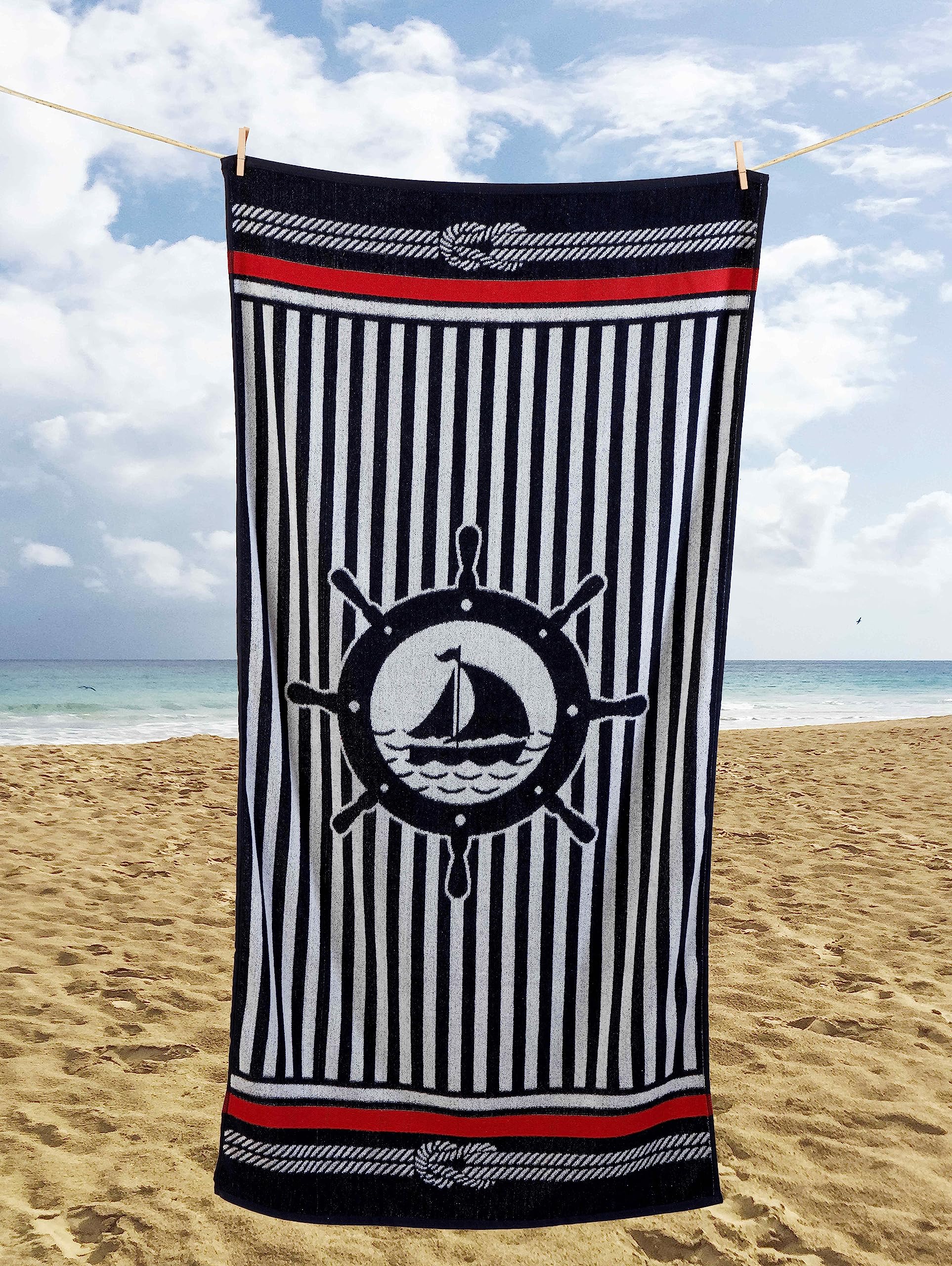 Rapport Home Ultra Absorbent Nautical Adult Beach Towel
