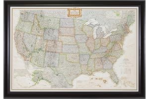 Craig Frames Wayfarer, Executive United States Push Pin Travel Map, Upscale Brazilian Walnut Frame and Pins, 24 by 36-Inch
