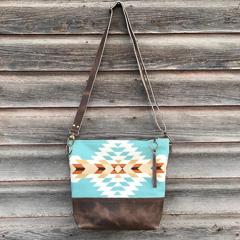 Pendleton wool and leather crossbody bag Handmade