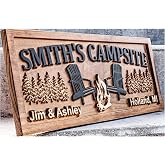 Custom Wood Campfire Family Name Campsite Sign, Fire Pit Cabin Sign | Last Name Sign, Personalized Camping Gifts, Fire Pit Sign, Cabin Decor, Camper Decor