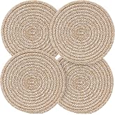 Pot Holders Trivets Set 4 Pcs, Potholders for Kitchens, 100% Pure Cotton Thread Weave Trivets for Hot Dishes/Pot/Bowl/Teapot/Hot Pot Holders, 7.9 Inches