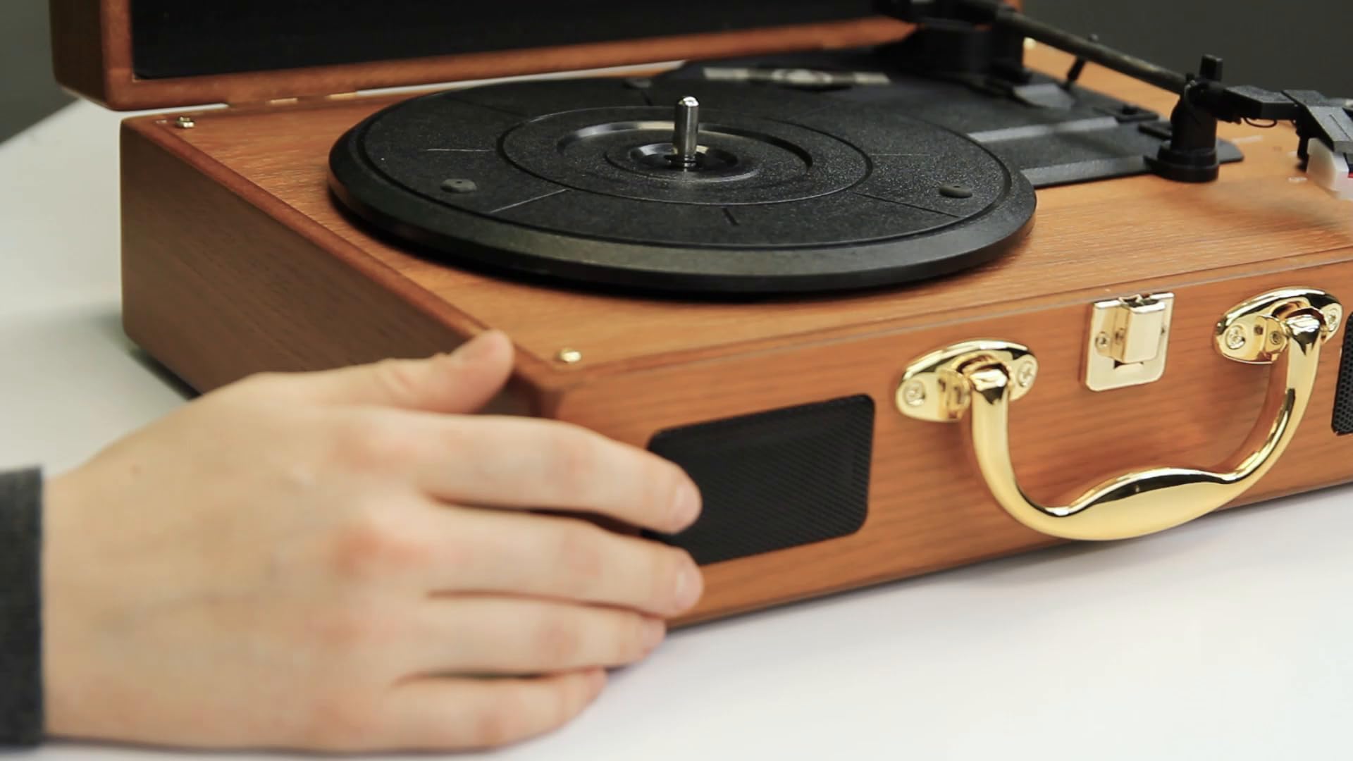 Watch Musitrend Record Player Vinyl Turntable with Speakers, 3