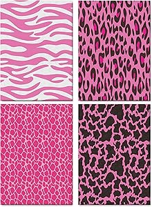 Gotham Decor Set of 4 Hot Pink Animal Prints Linen Textured 8