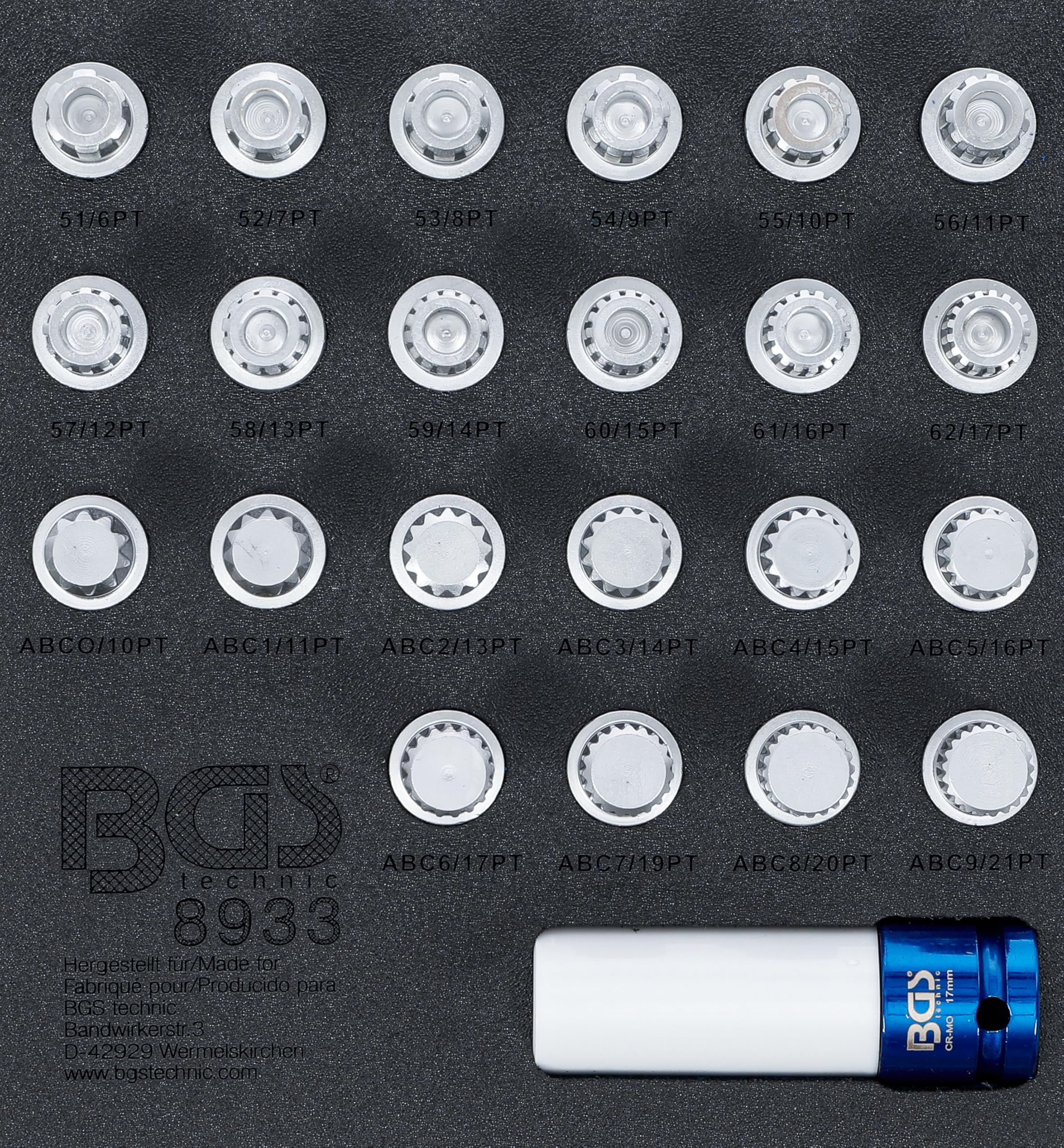 BGS 8933 | Tool Tray 1/6: Rim Lock Socket Set for VAG | 23 pcs.