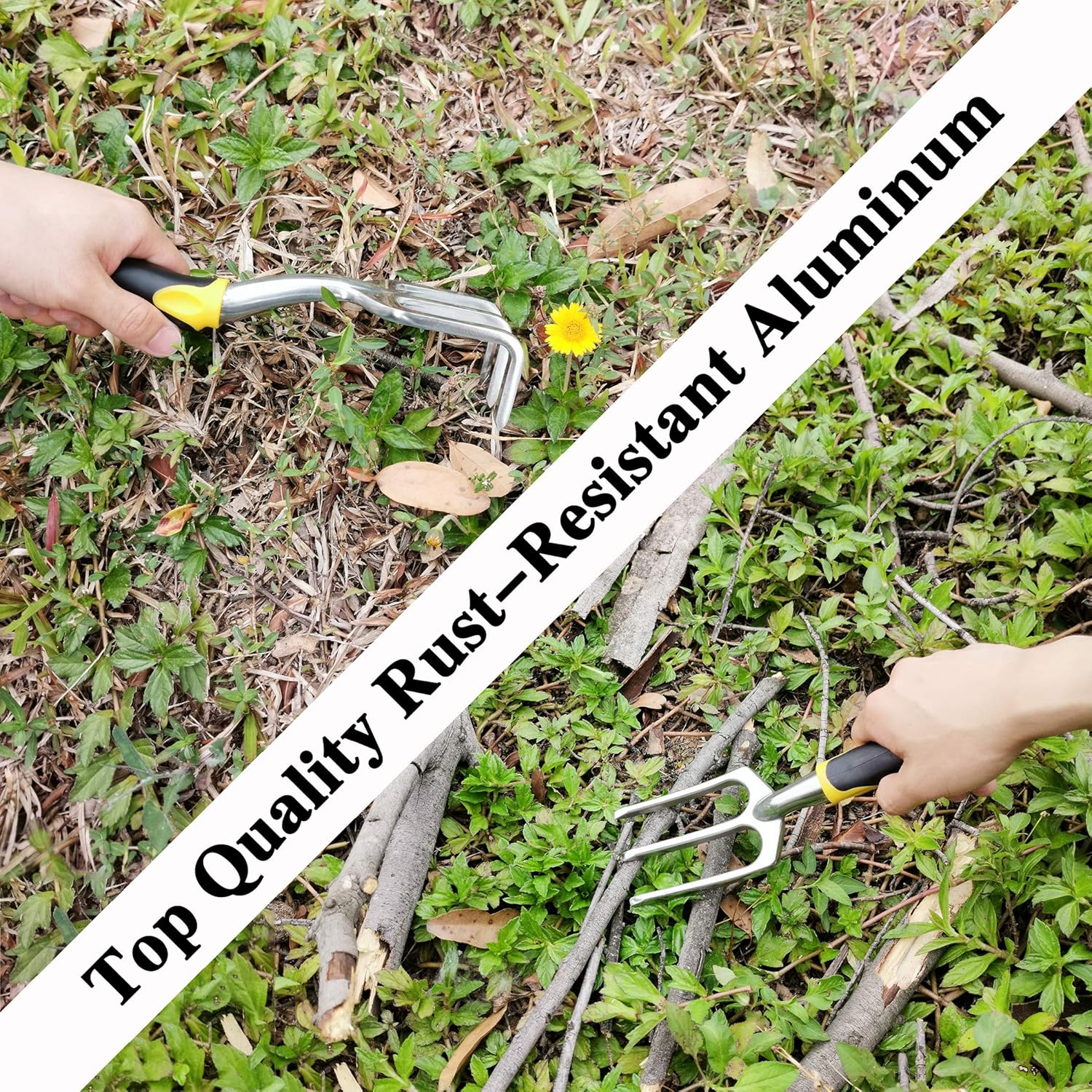 DFSQ Garden Tools Set, Ergonomic 4 Piece Gardening Kit Includes Hand Trowel, Transplant Trowel, Cultivator and Hand Rake, Durable and Delicate Garden Gift : Garden & Outdoor