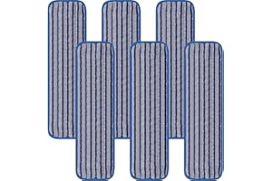 DIRT RUSHER 6 Packs Microfiber Cleaning Mop Pads, Reusable Washable Floor Cleaning Wet Pad Replacement for Hard Surface Laminate Wood, Fit for Bona Family of Mops,ATDSS76001B