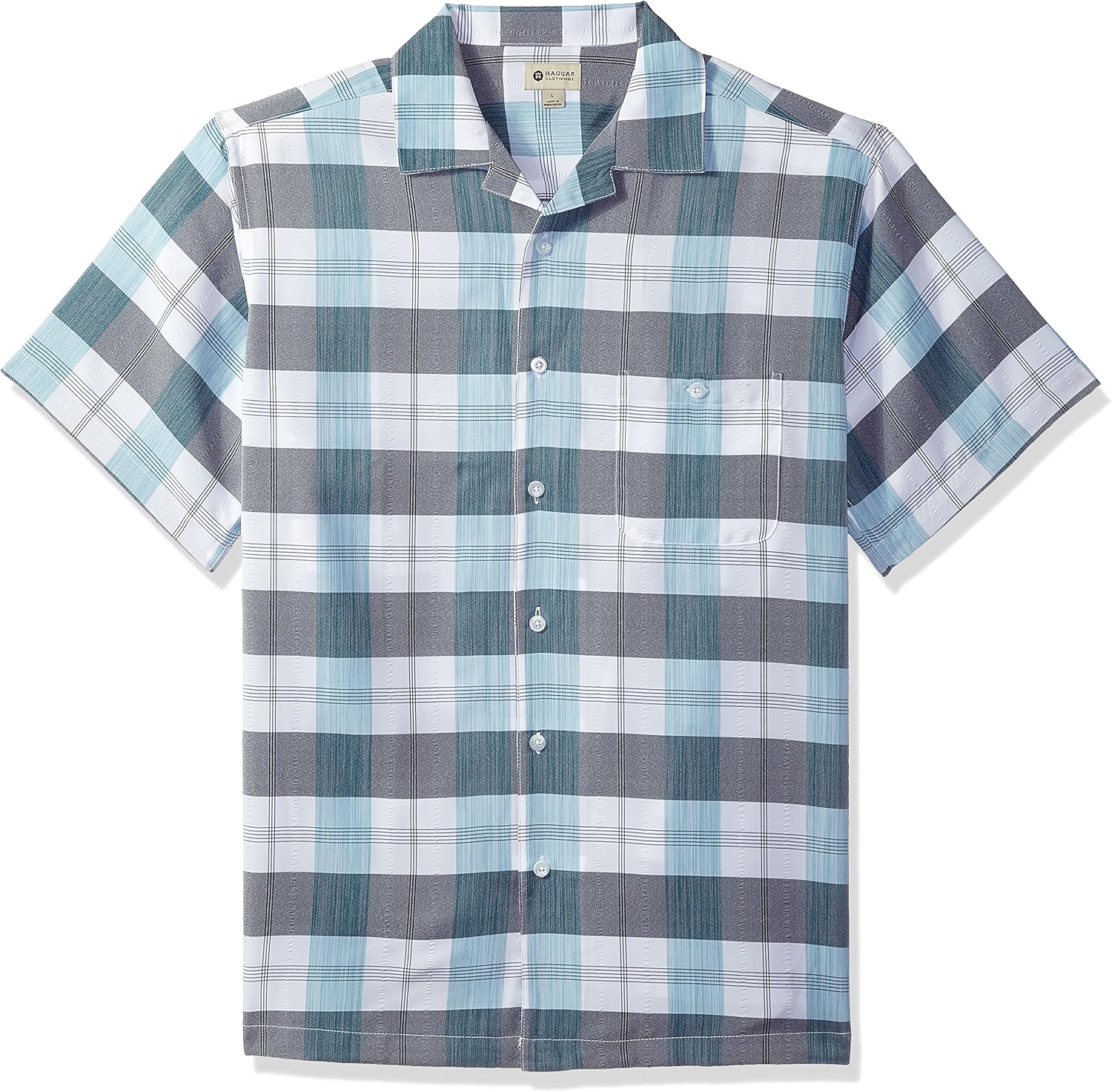 Haggar Men's Short Sleeve Textured Shirts Button, Stillwat, S Amazon