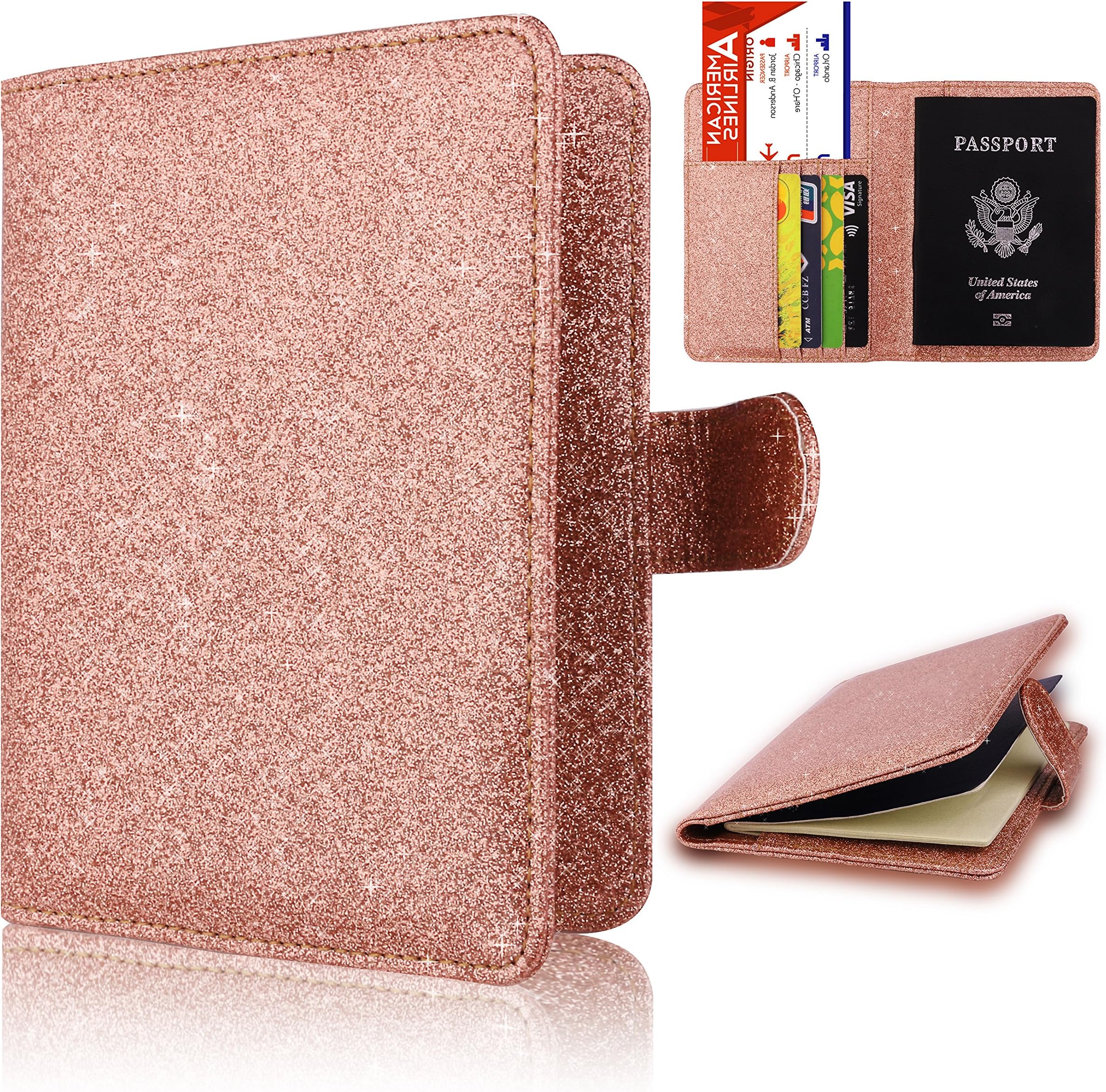 Anvas Passport Holder Travel Wallet - Premium Vegan Leather RFID Blocking Bling Case Cover - Securely Holds Passport, Business Cards, Credit Cards, Boarding Passes,Latte