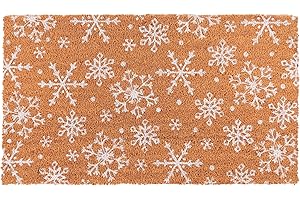KAF Home New Coir Doormat with Heavy-Duty, Weather Resistant, Non-Slip PVC Backing | 17 by 30 Inches, 0.6 Inch Pile Height | Perfect for Indoor and Outdoor Use (Snowflake)