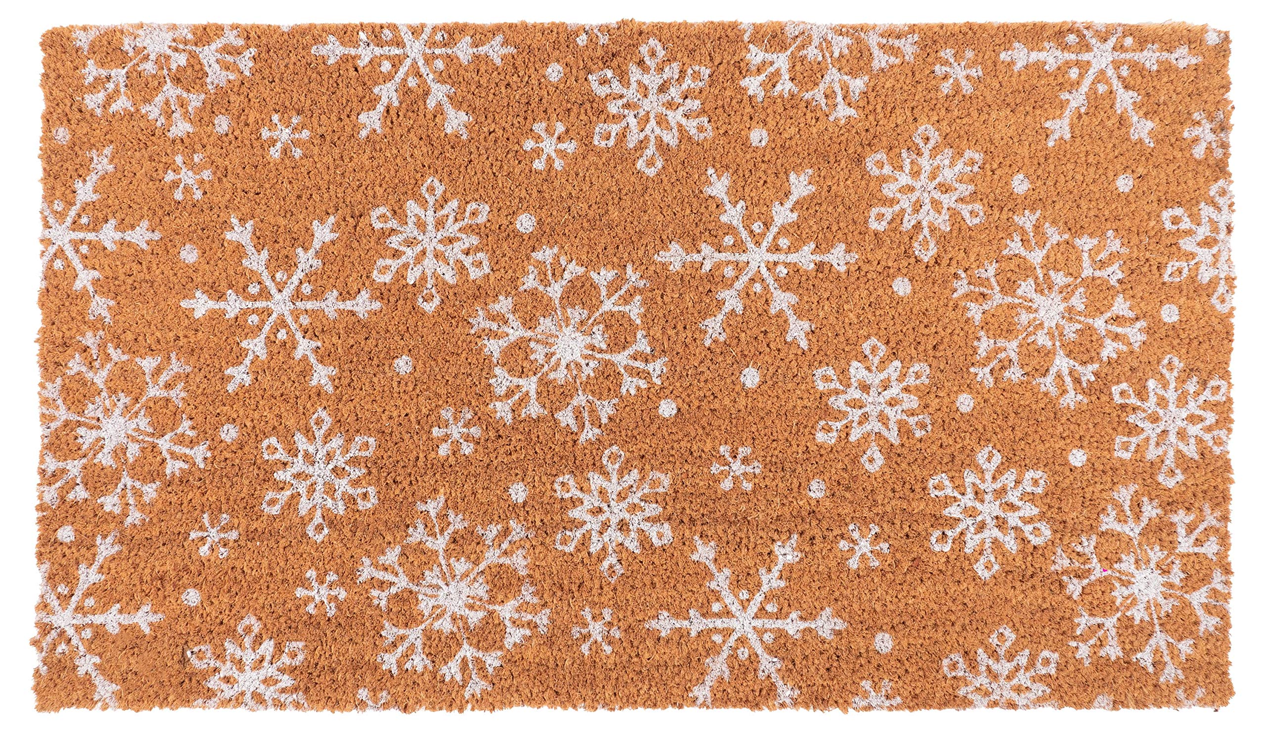 KAF Home Coir Doormat with Heavy-Duty, Weather Resistant, Non-Slip PVC Backing | 17 by 30 Inches, 0.6 Inch Pile Height | Perfect for Indoor and Outdoor Use (Snowflake)