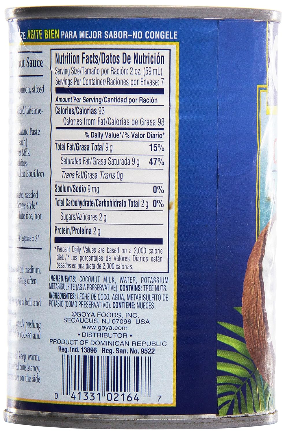 Goya Coconut Milk Nutrition Label Runners High Nutrition
