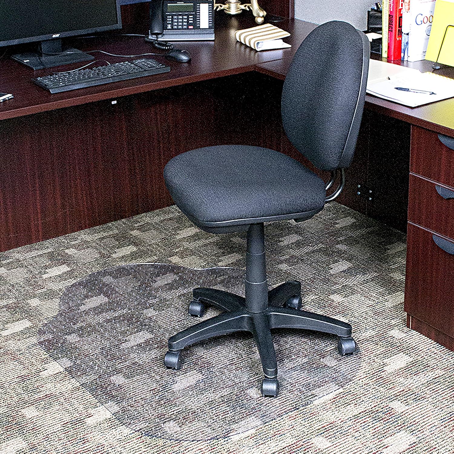 Evolve Modern Shape 33" x 44" Clear Office Chair Mat with Lip for Low Pile Carpet, Made in The USA by Dimex, (C5B5003G) : Office Products