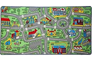 Click N' Play Kids Mat, Large Area Rug for Kid and Toddler Bedroom or Playroom, Perfect as a Classroom Rug, Fun, Educational, Non-Slip Activity Rug for Boys and Girls with a Road for Toy Cars