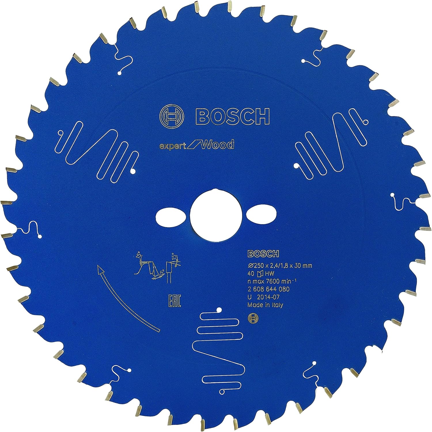Bosch Professional 250 mm x 30 mm x 2.4 mm 40-Teeth Steel Circular Saw Blade for Wood (Compatible, 1 piece, 2608644080)