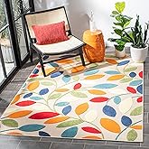 SAFAVIEH Washable Rug Outdoor Cabana Collection - 8' x 10', Ivory & Green, Non-Shedding & Easy to Clean, Ideal for Patio, Bac