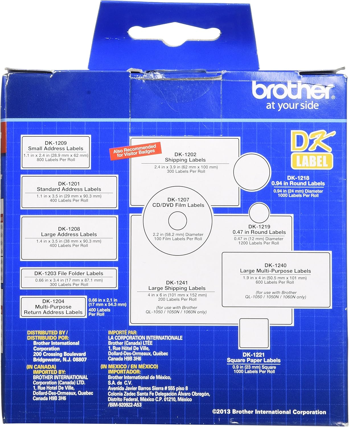 Brother Genuine DK-2210 Continuous Length Black on White Paper Tape for Brother QL Label Printers, 1.1" x 100' (29mm x 30.4M), 1 Roll per Box, DK2210 : Office Products