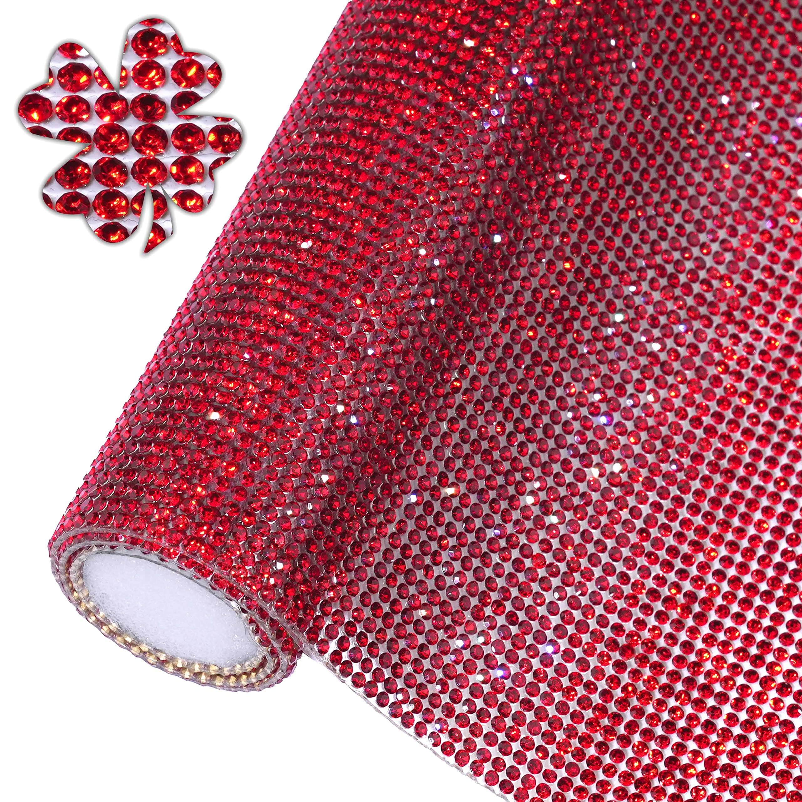 Photo 1 of Locacrystal Bling Rhinestone Sticker DIY Car Decoration Stickers Self-Adhesive Hotfix Glitter Crystal Gem Sheet Sticker for Craft Decoration with 19440Pcs 2mm Rhinestones(Red/Light Siam,9.4" x 15.8")