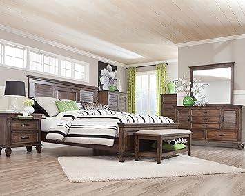 Amazon Com Franco Burnished Oak King Five Piece Bedroom Set
