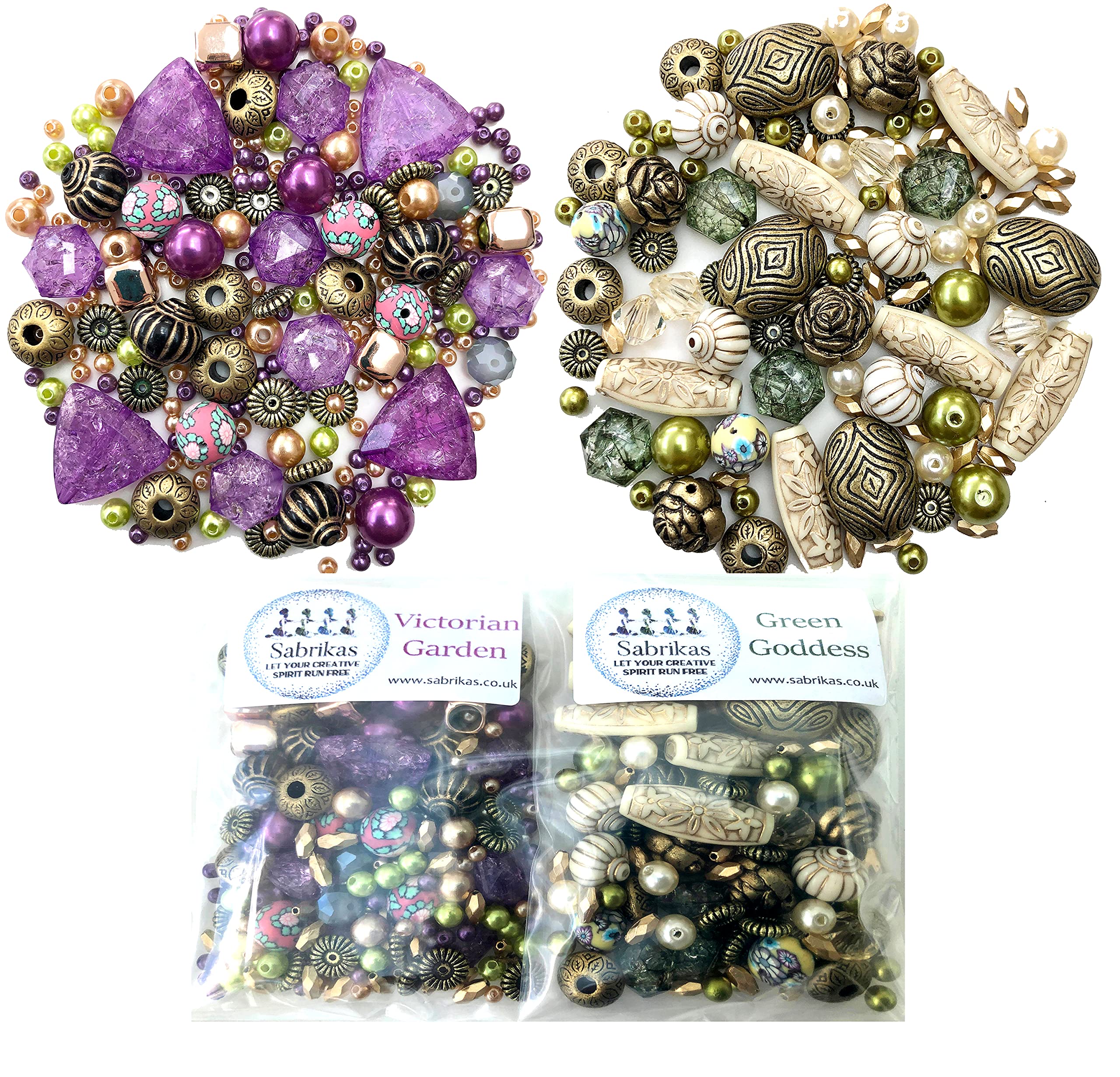 x 2 Packs of Green & Purple Mixed Acrylic Jewellery Making Beads…