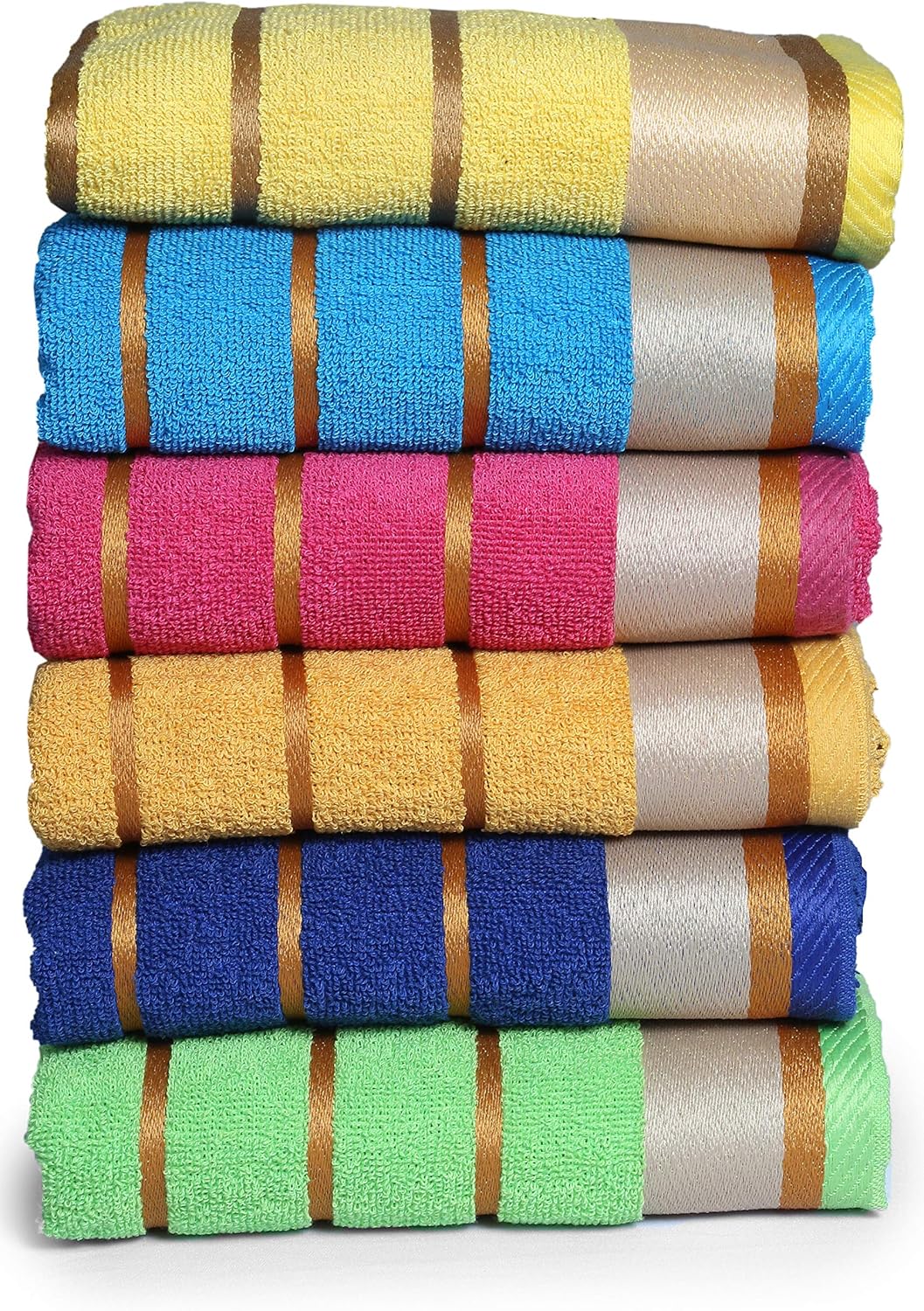 100% Cotton Bath Towels, Set of 6, Three-Line-Extra-Absorbent-Cotton, Size (27 X 54), Random Color: Kitchen & Dining