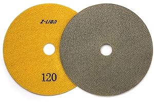 Z-LION 6 Inch Diamond Polishing Pads Electroplated Grit 120 for Glass Granite Marble Engineered Stone
