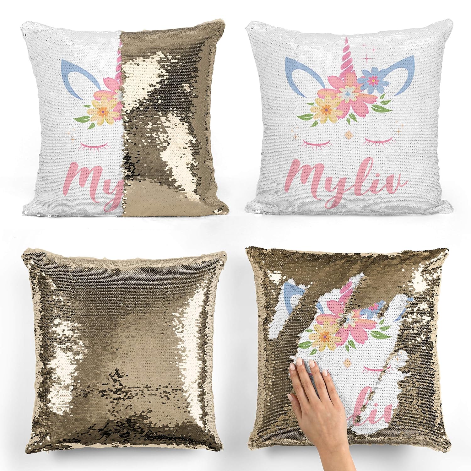 personalised sequin pillow
