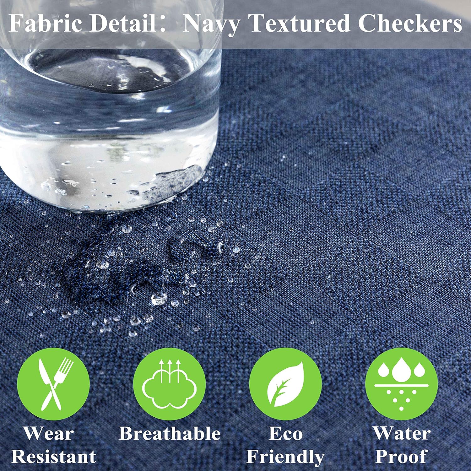 Home Brilliant Rectangular Table Cloth Polyester Stain Resistant Checker Table Covers for Parties Table Cloths for Dining Table, 52 x 86 Inch, Navy Blue: Kitchen & Dining
