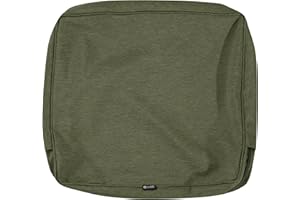 Classic Accessories Montlake Water-Resistant 25 x 22 x 4 Inch Outdoor Back Cushion Slip Cover, Patio Furniture Cushion Cover, Heather Fern Green, Patio Furniture Cushion Covers